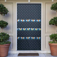 Funny Duck Characters Christmas Quacker Quote Door Cover with Navy Tree Pattern Design - Wonder Print Shop