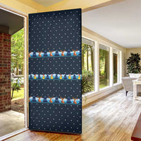 Funny Duck Characters Christmas Quacker Quote Door Cover with Navy Tree Pattern Design - Wonder Print Shop
