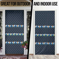 Funny Duck Characters Christmas Quacker Quote Door Cover with Navy Tree Pattern Design - Wonder Print Shop