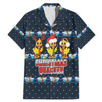 Funny Duck Characters Christmas Quacker Quote Family Matching Mermaid Dress and Hawaiian Shirt with Navy Tree Pattern Design - Wonder Print Shop