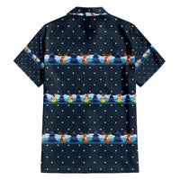 Funny Duck Characters Christmas Quacker Quote Family Matching Short Sleeve Bodycon Dress and Hawaiian Shirt with Navy Tree Pattern Design - Wonder Print Shop