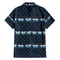 Funny Duck Characters Christmas Quacker Quote Hawaiian Shirt with Navy Tree Pattern Design - Wonder Print Shop