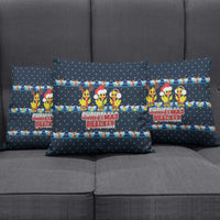 Funny Duck Characters Christmas Quacker Quote Pillow Cover with Navy Tree Pattern Design - Wonder Print Shop