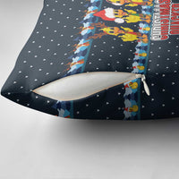 Funny Duck Characters Christmas Quacker Quote Pillow Cover with Navy Tree Pattern Design - Wonder Print Shop