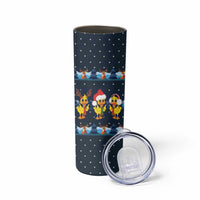 Funny Duck Characters Christmas Quacker Quote Skinny Tumbler with Navy Tree Pattern Design - Wonder Print Shop