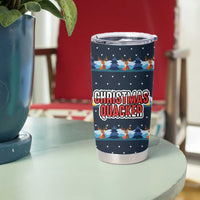 Funny Duck Characters Christmas Quacker Quote Tumbler Cup with Navy Tree Pattern Design - Wonder Print Shop