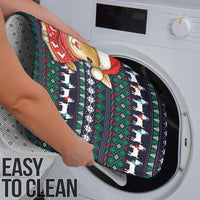 Cute Reindeer in Santa Hat Bathroom Set with Red Green Snowflake Knit Pattern Design - Wonder Print Shop