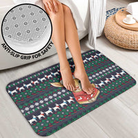 Cute Reindeer in Santa Hat Bathroom Set with Red Green Snowflake Knit Pattern Design - Wonder Print Shop