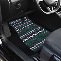 Cute Reindeer in Santa Hat Car Mats with Red Green Snowflake Knit Pattern Design - Wonder Print Shop
