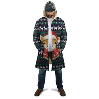 Cute Reindeer in Santa Hat Cloak with Red Green Snowflake Knit Pattern Design - Wonder Print Shop