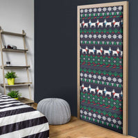 Cute Reindeer in Santa Hat Door Cover with Red Green Snowflake Knit Pattern Design - Wonder Print Shop