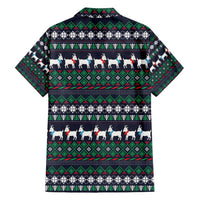 Cute Reindeer in Santa Hat Hawaiian Shirt with Red Green Snowflake Knit Pattern Design - Wonder Print Shop