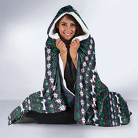 Cute Reindeer in Santa Hat Hooded Blanket with Red Green Snowflake Knit Pattern Design - Wonder Print Shop
