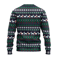 Cute Reindeer in Santa Hat Ugly Christmas Sweater with Red Green Snowflake Knit Pattern Design - Wonder Print Shop