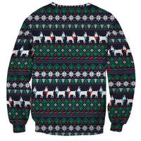 Cute Reindeer in Santa Hat Sweatshirt with Red Green Snowflake Knit Pattern Design - Wonder Print Shop