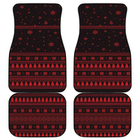 Wreath and Santa Dog in Red Car Mats with Black Holiday Pattern Design - Wonder Print Shop