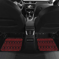 Wreath and Santa Dog in Red Car Mats with Black Holiday Pattern Design - Wonder Print Shop