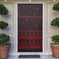 Wreath and Santa Dog in Red Door Cover with Black Holiday Pattern Design - Wonder Print Shop
