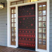 Wreath and Santa Dog in Red Door Cover with Black Holiday Pattern Design - Wonder Print Shop