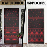 Wreath and Santa Dog in Red Door Cover with Black Holiday Pattern Design - Wonder Print Shop