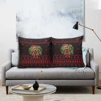 Wreath and Santa Dog in Red Pillow Cover with Black Holiday Pattern Design - Wonder Print Shop