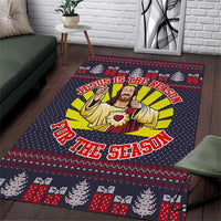 Jesus Is The Reason For The Season Christmas Area Rug Funny Xmas Holiday Patterns - Wonder Print Shop