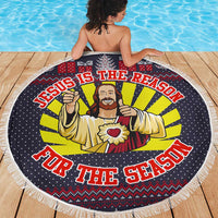 Jesus Is The Reason For The Season Christmas Beach Blanket Funny Xmas Holiday Patterns - Wonder Print Shop