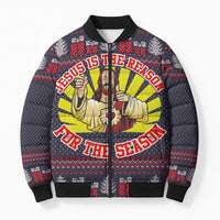 Jesus Is The Reason For The Season Christmas Bomber Puffer Jacket Funny Xmas Holiday Patterns - Wonder Print Shop