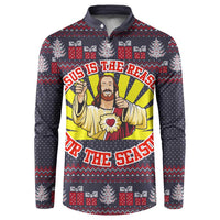 Jesus Is The Reason For The Season Christmas Button Sweatshirt Funny Xmas Holiday Patterns - Wonder Print Shop