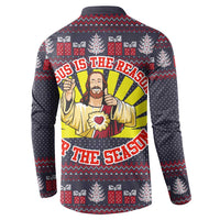 Jesus Is The Reason For The Season Christmas Button Sweatshirt Funny Xmas Holiday Patterns - Wonder Print Shop