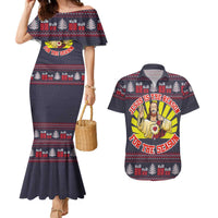 Jesus Is The Reason For The Season Christmas Couples Matching Mermaid Dress and Hawaiian Shirt Funny Xmas Holiday Patterns - Wonder Print Shop