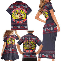 Jesus Is The Reason For The Season Christmas Family Matching Short Sleeve Bodycon Dress and Hawaiian Shirt Funny Xmas Holiday Patterns - Wonder Print Shop