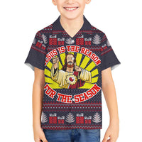 Jesus Is The Reason For The Season Christmas Family Matching Short Sleeve Bodycon Dress and Hawaiian Shirt Funny Xmas Holiday Patterns - Wonder Print Shop