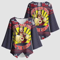 Jesus Is The Reason For The Season Christmas Kimono Sleeve Blouse Funny Xmas Holiday Patterns - Wonder Print Shop
