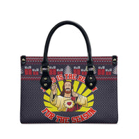 Jesus Is The Reason For The Season Christmas Leather Bag Funny Xmas Holiday Patterns - Wonder Print Shop