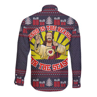 Jesus Is The Reason For The Season Christmas Long Sleeve Button Shirt Funny Xmas Holiday Patterns - Wonder Print Shop