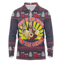 Jesus Is The Reason For The Season Christmas Long Sleeve Polo Shirt Funny Xmas Holiday Patterns - Wonder Print Shop