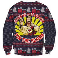 Jesus Is The Reason For The Season Christmas Sweatshirt Funny Xmas Holiday Patterns - Wonder Print Shop