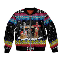 Jesus Is The Reason For The Season Christmas Sleeve Zip Bomber Jacket Funny Xmas Holiday Patterns - Wonder Print Shop