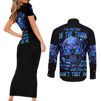 I'll Put You In The Trunk Couples Matching Short Sleeve Bodycon Dress and Long Sleeve Button Shirt - Wonder Print Shop