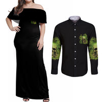 My Give A F Skull Is Broken Couples Matching Off Shoulder Maxi Dress and Long Sleeve Button Shirt - Wonder Print Shop