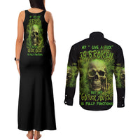 My Give A F Skull Is Broken Couples Matching Tank Maxi Dress and Long Sleeve Button Shirt - Wonder Print Shop