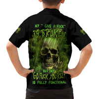 My Give A F Skull Is Broken Family Matching Off Shoulder Long Sleeve Dress and Hawaiian Shirt - Wonder Print Shop