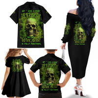 My Give A F Skull Is Broken Family Matching Off Shoulder Long Sleeve Dress and Hawaiian Shirt - Wonder Print Shop