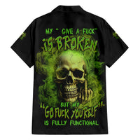My Give A F Skull Is Broken Family Matching Short Sleeve Bodycon Dress and Hawaiian Shirt - Wonder Print Shop