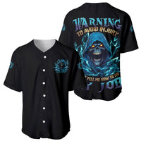 Warning To Avoid Injury Mad Reaper Skull Baseball Jersey - Wonder Print Shop