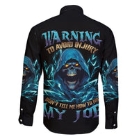 Warning To Avoid Injury Mad Reaper Skull Family Matching Off Shoulder Long Sleeve Dress and Hawaiian Shirt - Wonder Print Shop