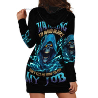 Warning To Avoid Injury Mad Reaper Skull Hoodie Dress - Wonder Print Shop