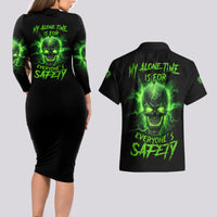 My Alone Time Is For Everyone's Safety Couples Matching Long Sleeve Bodycon Dress and Hawaiian Shirt - Wonder Print Shop