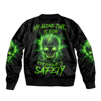 My Alone Time Is For Everyone's Safety Sleeve Zip Bomber Jacket - Wonder Print Shop